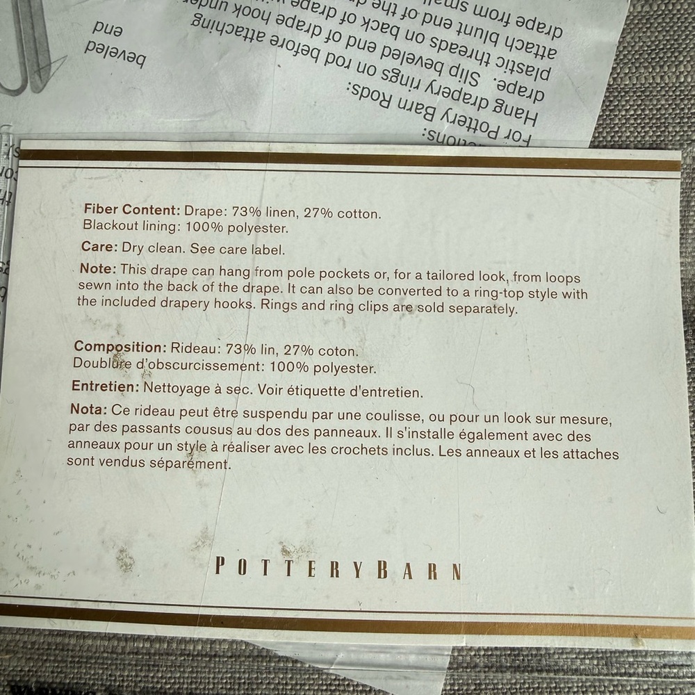 Pottery Barn Neutral grey Curtain Panel